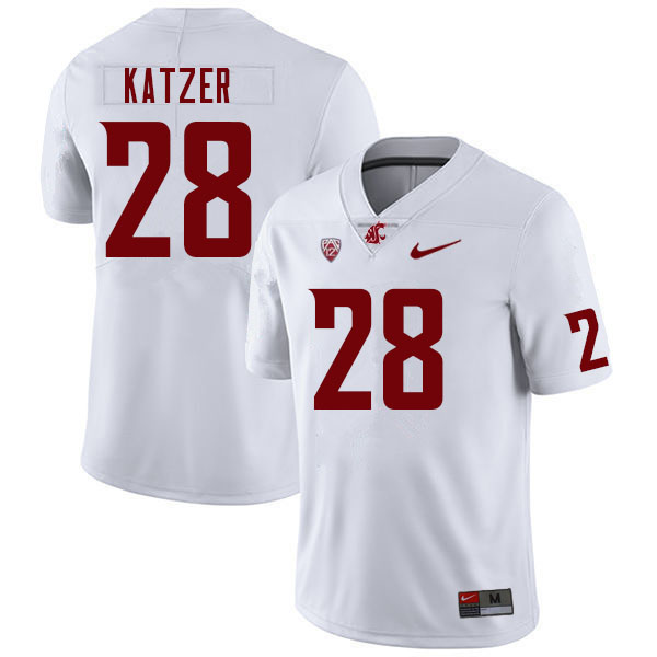 Men #28 Kannon Katzer Washington State Cougars College Football Jerseys Sale-White